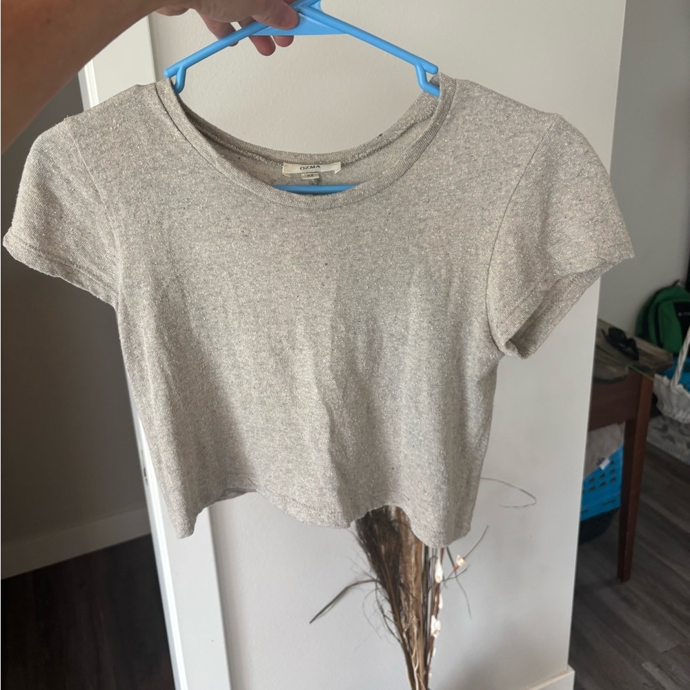 LOU TEE(Regen Silk Noil Jersey) speckled Heather Grey-size XS RV:$138 - Picture 6 of 16